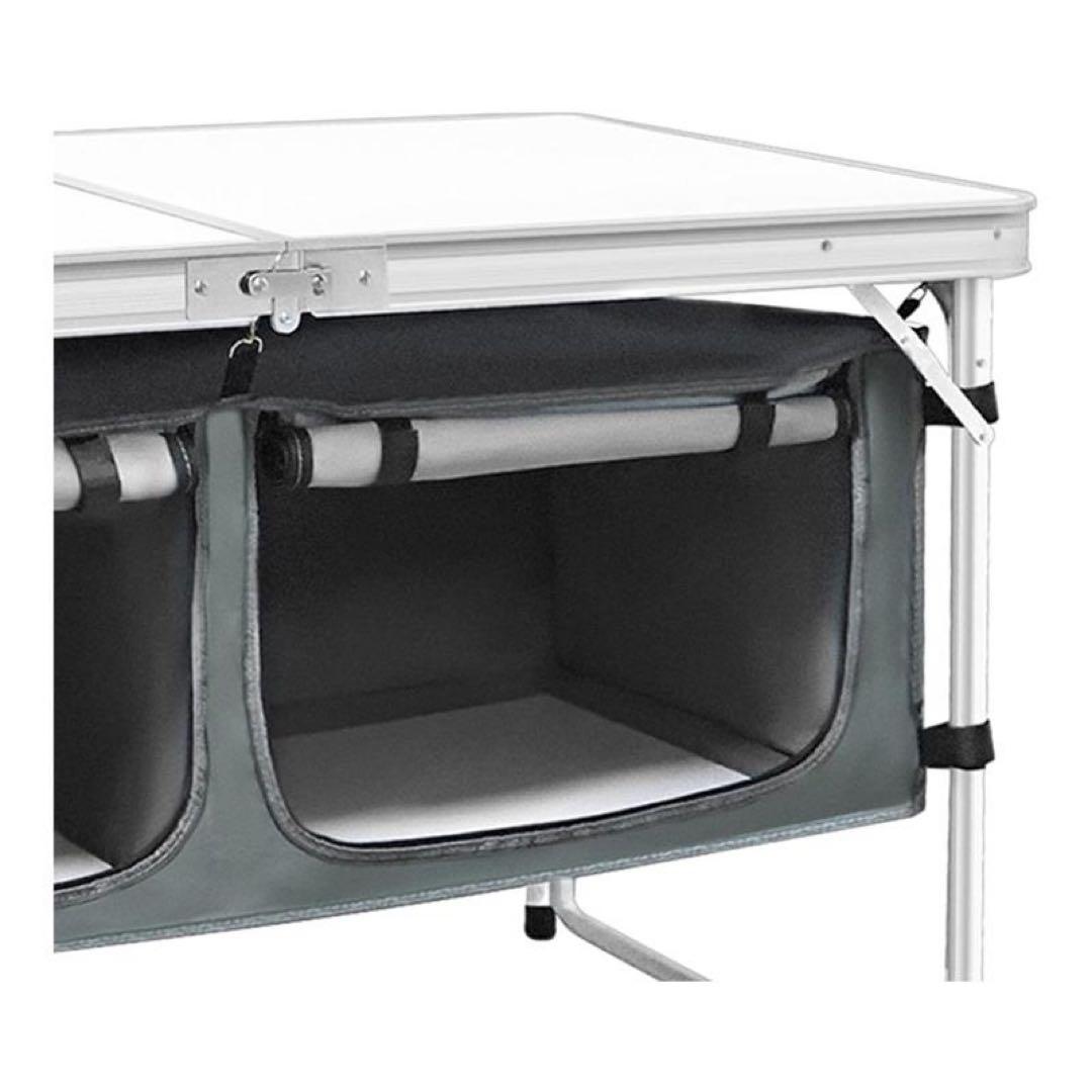 アウトドアテーブル 折りたたみ 120cm 収納付き 高さ3段階調節セール