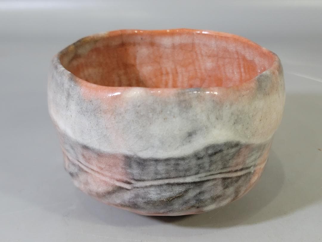 茶道具 小川長楽造 赤楽茶碗 共箱 DT759