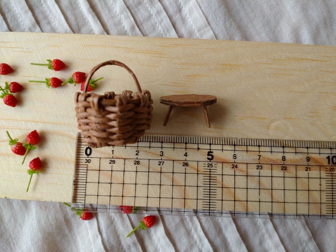 掌に乗る11粒の籠摘み苺