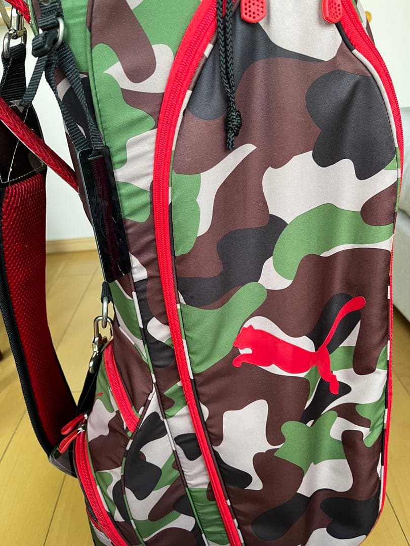 良品PUMA プーマ キャディバッグ 人気の迷彩 カモフラ柄 ゴルフバック　軽量