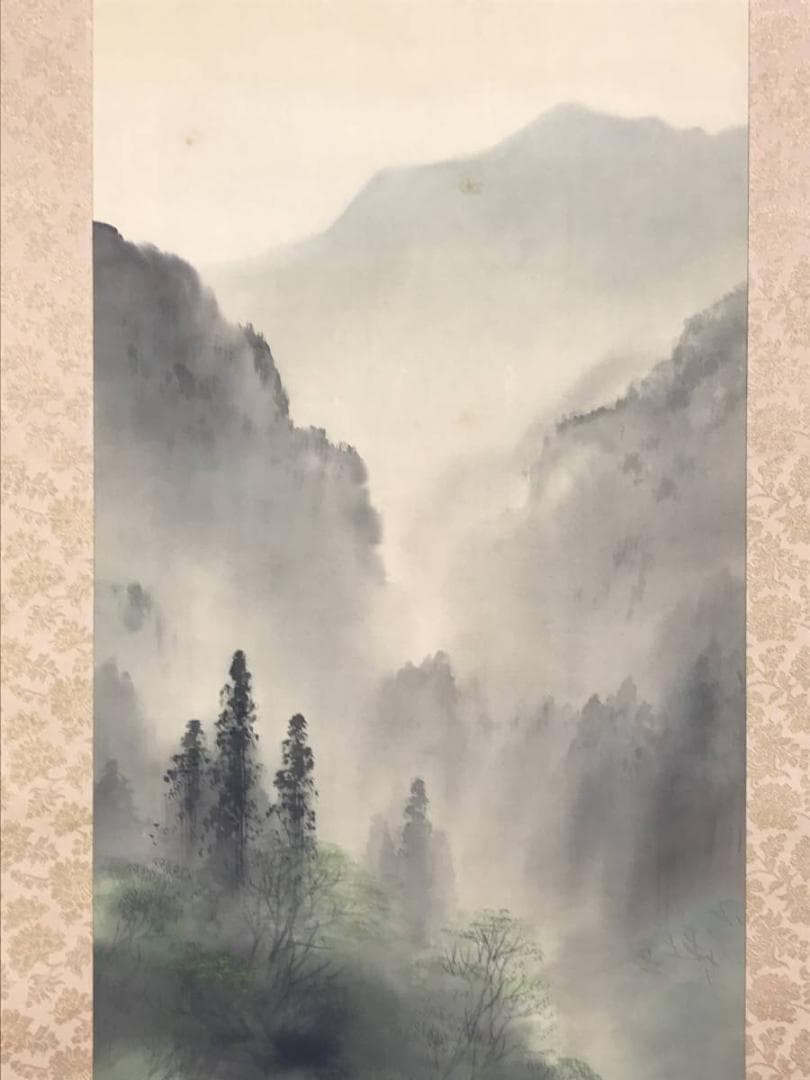 【真作】白石勝敏/山邨/山水図/掛軸/名家伝来/AD-653