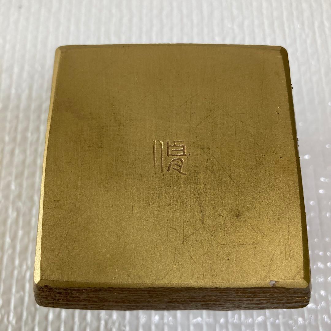 TS61 蓮田修吾郎 黄銅 盒子 鋳金 工芸品 共箱付 香合 茶道具 金属工芸