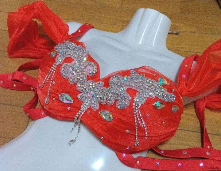 未使用　ベリーダンス 衣装　赤　姫系　オフショルダー