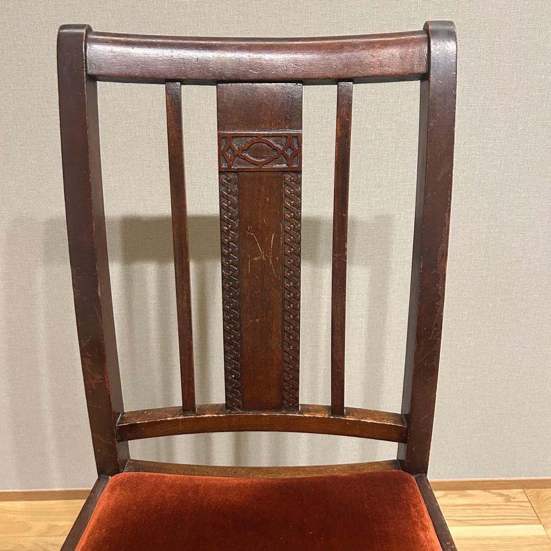 アンティーク家具　アンティークチェア　英国家具 椅子 ベルベット　二脚セット