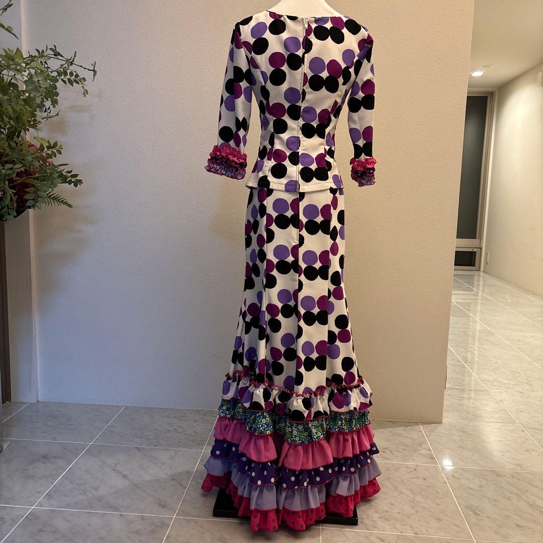 ソニアジョーンズ　フラメンコ　衣装　水玉模様 フリル付き　ツーピース　M