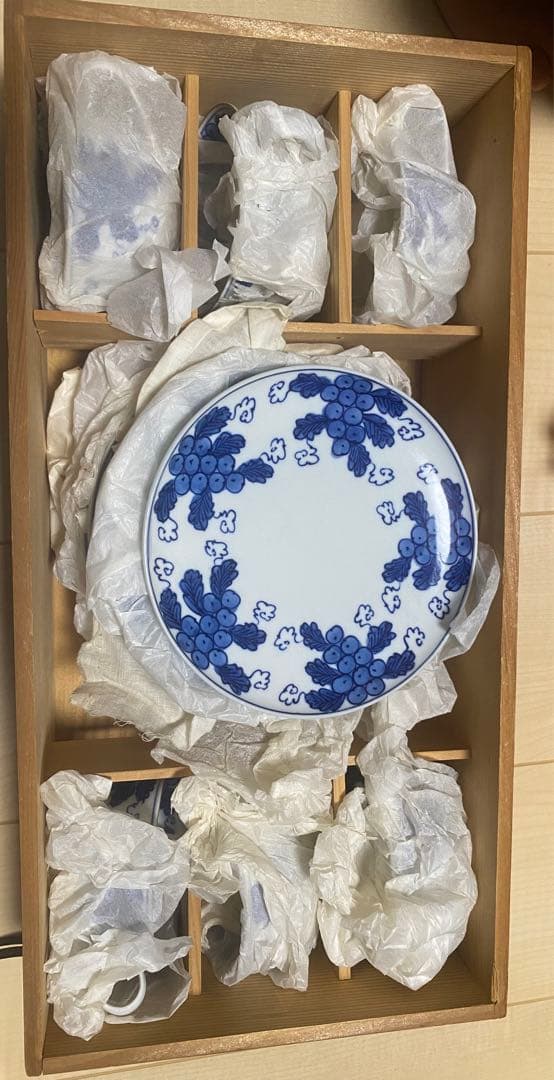 有田焼　源右衛門窯　染付葡萄　カップ・ソーサー6客セット