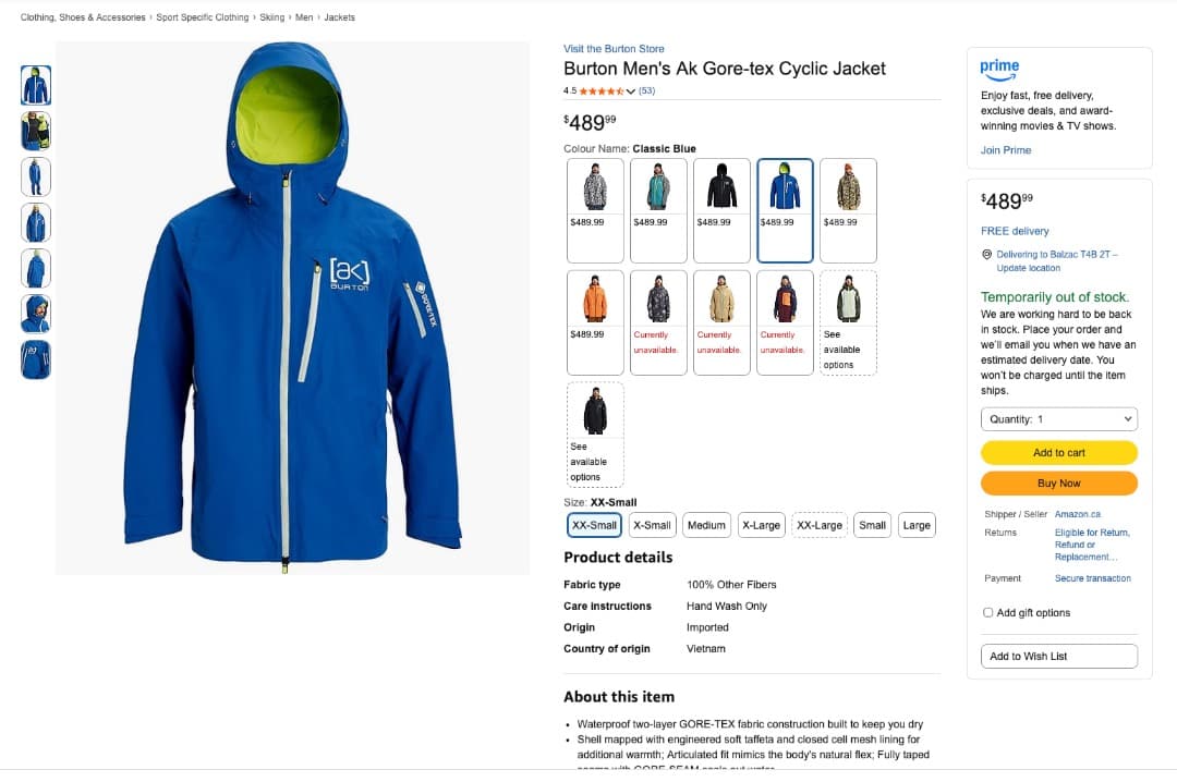 BURTON [ak] GORE-TEX スノーボードジャケット M