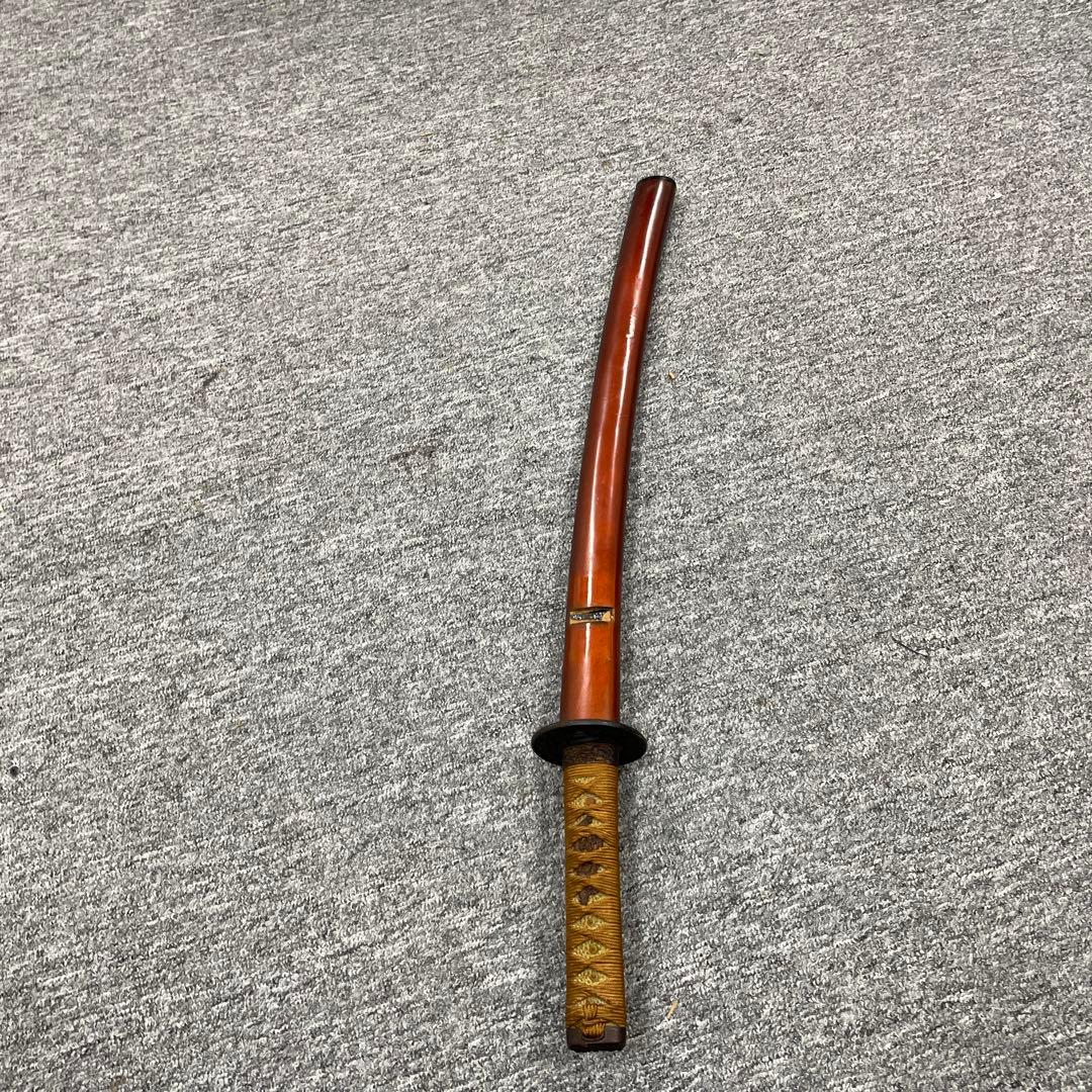 未開刃，模造刀、白鞘 刀 剣 長尺模造刀 反りのある刀 約65cm 茶色の鞘
