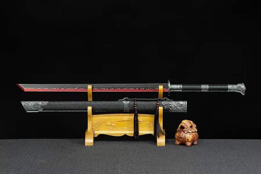 黒炎唐刀-高性能マンガン鋼 古兵器   武具　刀装具　日本刀　模造刀