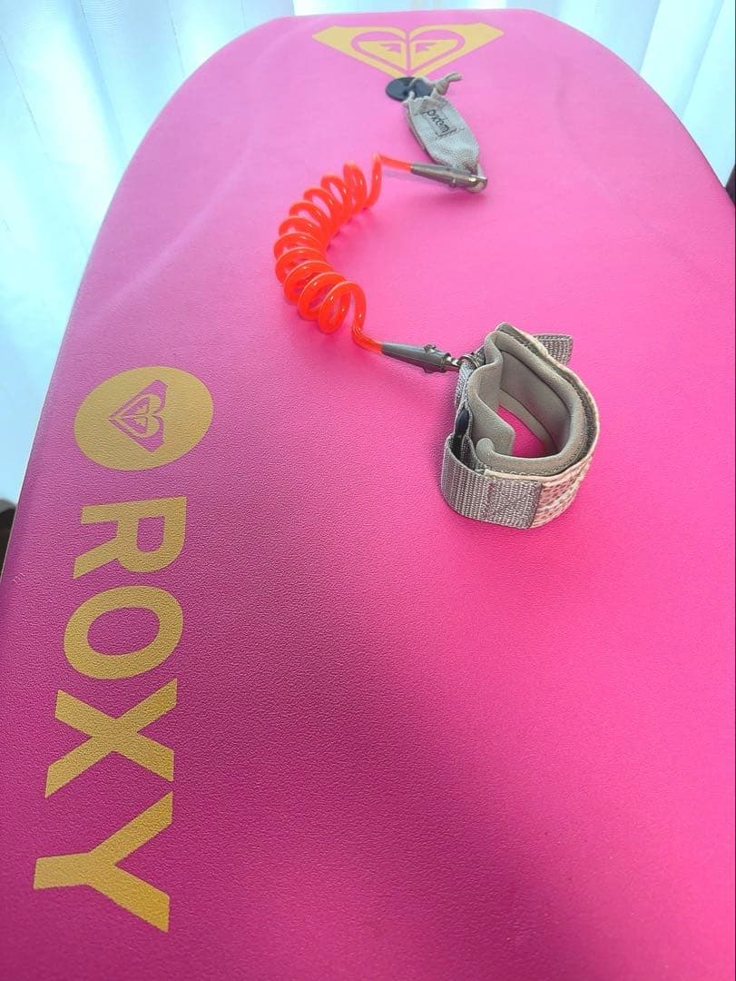 【美品】 ROXY ボディボード　リーシュコード付き　ピンク