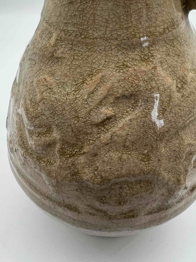 北宋時代　青白磁刻花龍文双耳瓶　景徳鎮　影青　唐物　古賞物(E-27)