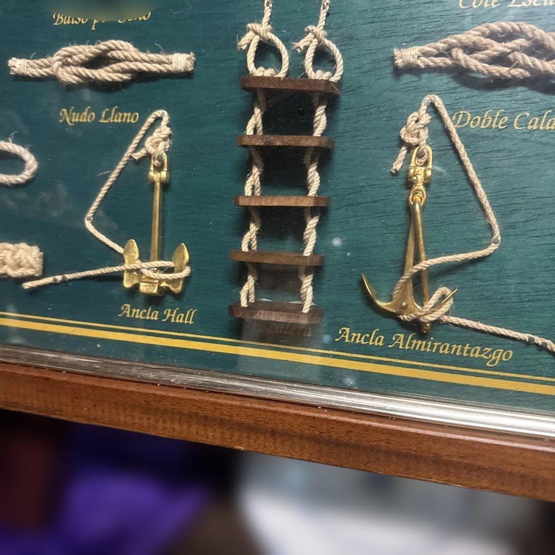 アンティーク　ロープワーク　海洋装飾品 フレーム付きアート