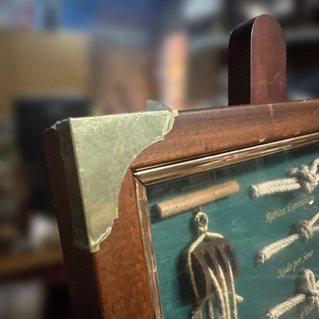 アンティーク　ロープワーク　海洋装飾品 フレーム付きアート