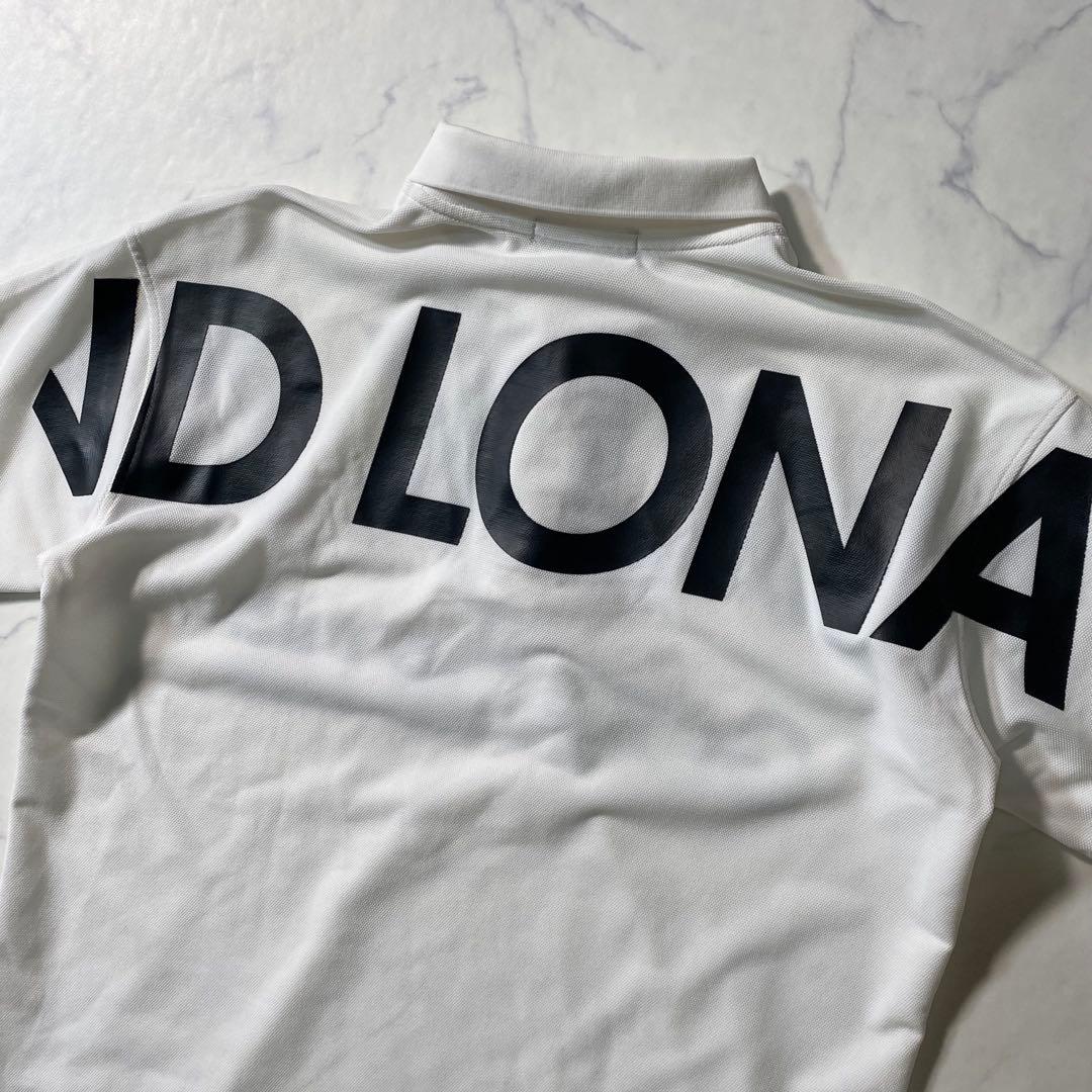 【極美品】マークアンドロナ　ポロシャツ　ビッグロゴ　プリント　鹿の子　サイズ46