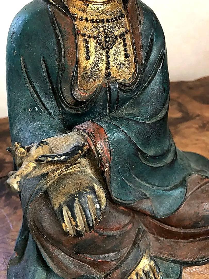 中国美術 大明永楽 古銅 彩色 観音菩薩像 仏像