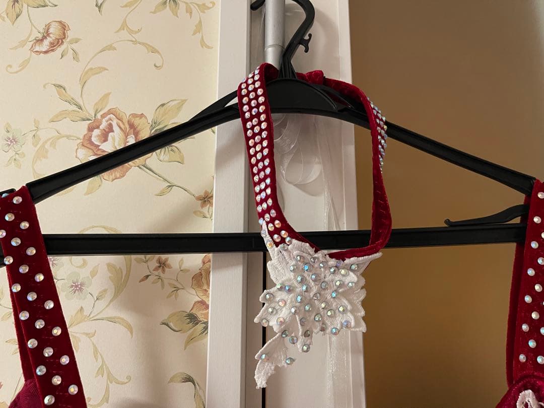 ワインレッド フレアドレス 社交ダンス衣装