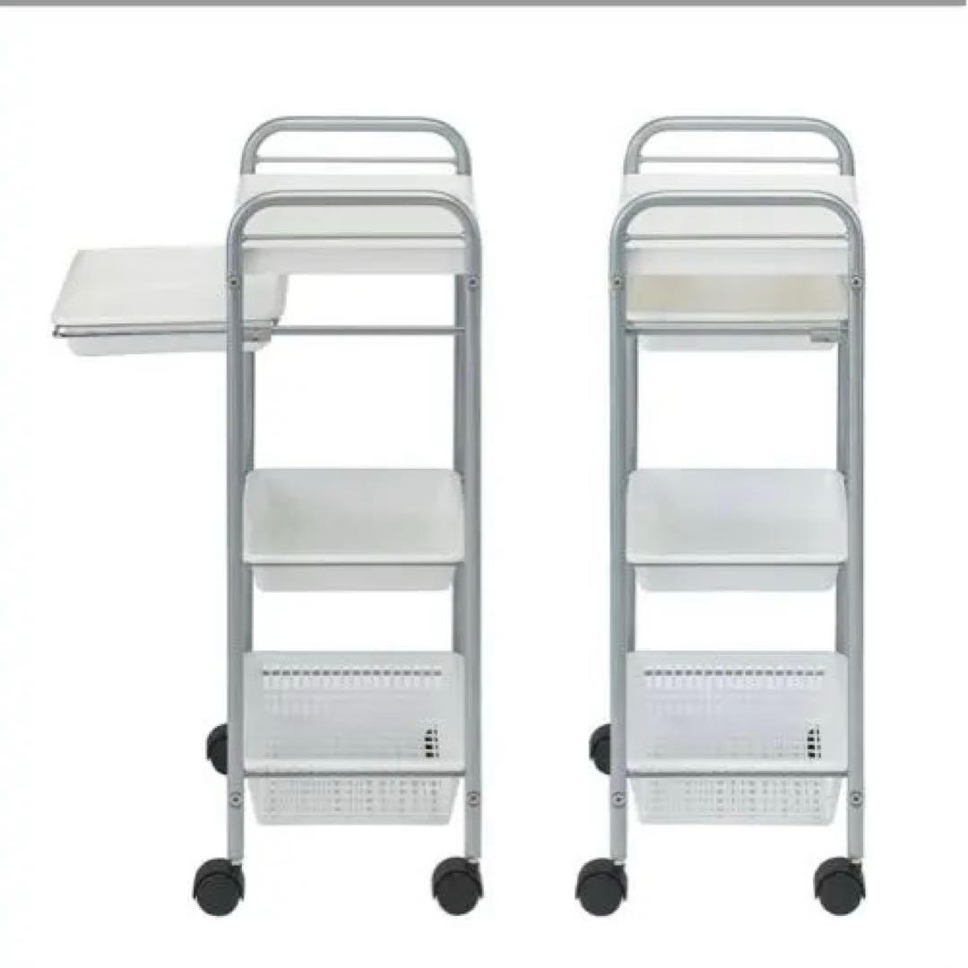キャスター付きオフィスワゴン 3段　ホワイト