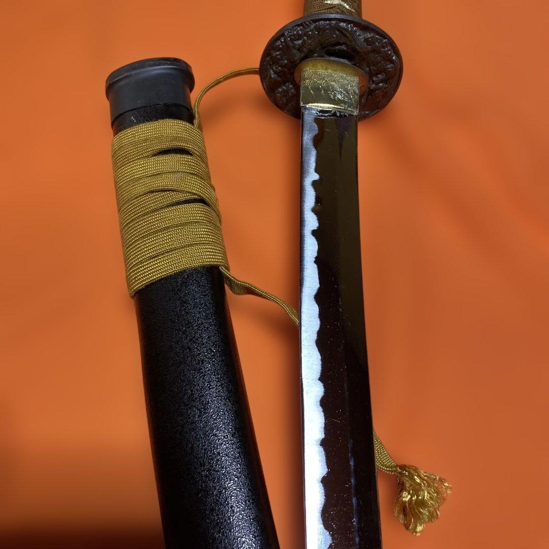 格安上質模造刀 茶柄 雲龍楕円鍔 黒梨地鞘