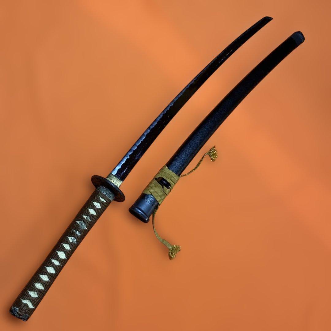 格安上質模造刀 茶柄 雲龍楕円鍔 黒梨地鞘