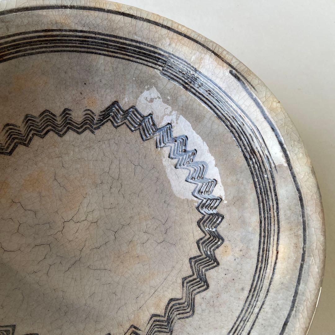 河村又次郎　櫛目文　鉢　其中窯　共箱共布