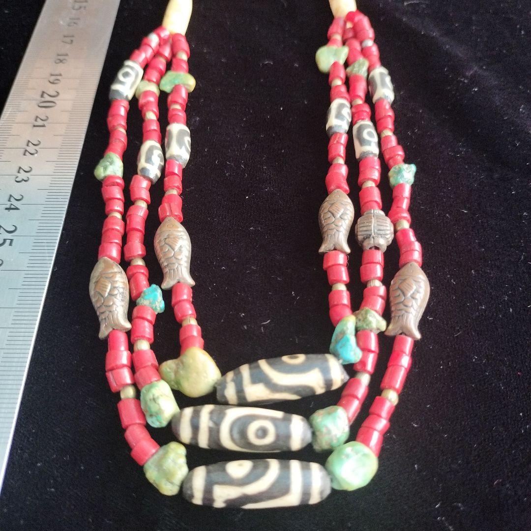 ヴィンテージ チベット風マルチストランドネックレス（25年以上前）