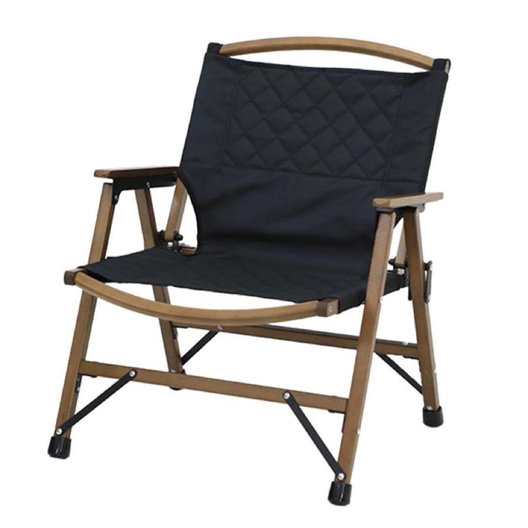 クイックキャンプ　ウッドローチェア　2脚　ブラック　サンド　セット