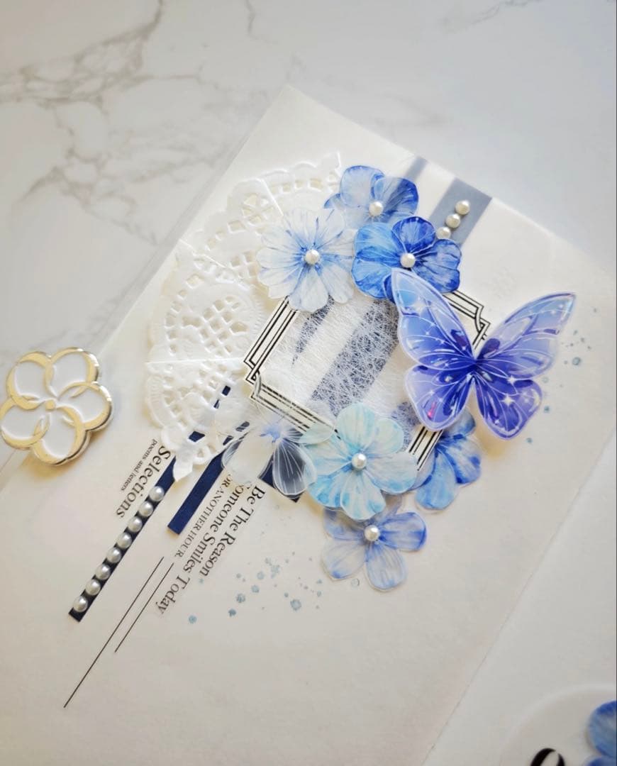 TimeGrid《蓝雾花屿》海外マスキングテープ　マステ 【2451】