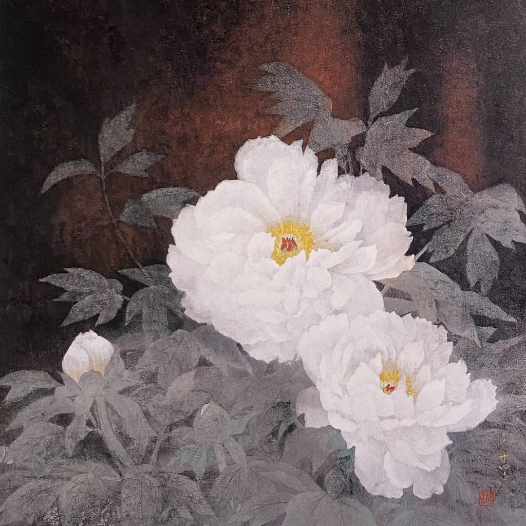 大矢十四彦、【富貴花】、希少な額装用画集より、新品額装付、状態良好