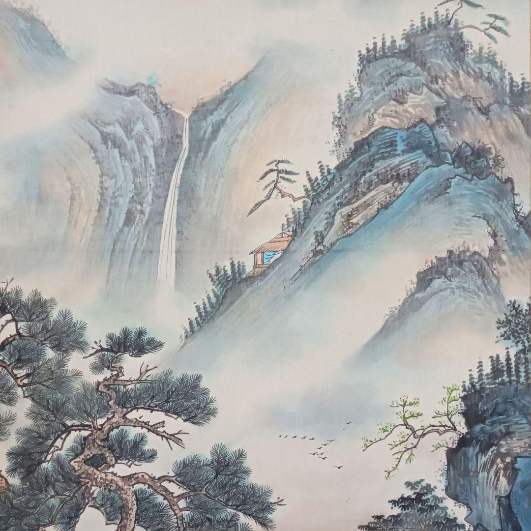 開運 金運 おもてなし 軸 絵 滝 山水 龍 四柱推命 中国 美術 インテリア