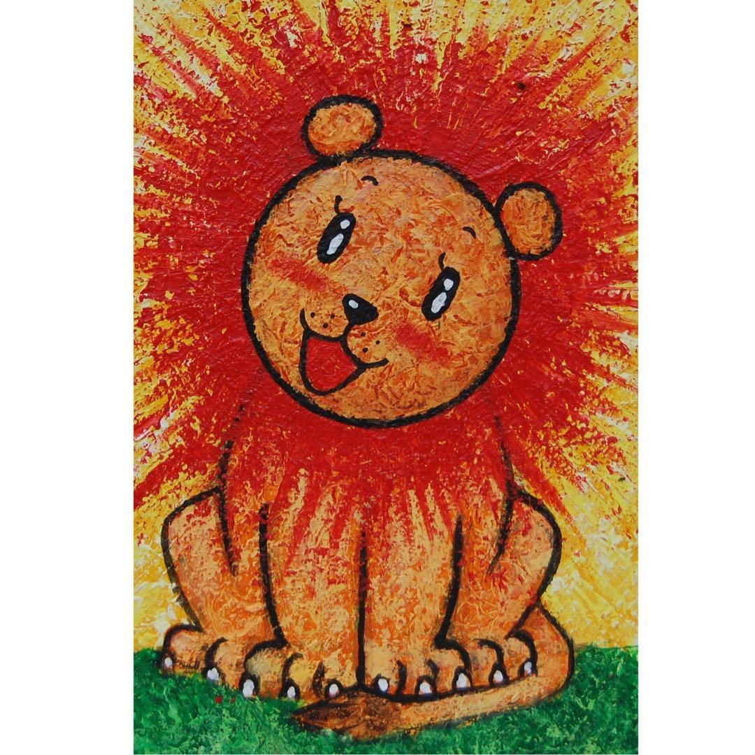 徳治昭　肉筆　原画　「 らいおんサン 」　童画　イラスト　真作保証