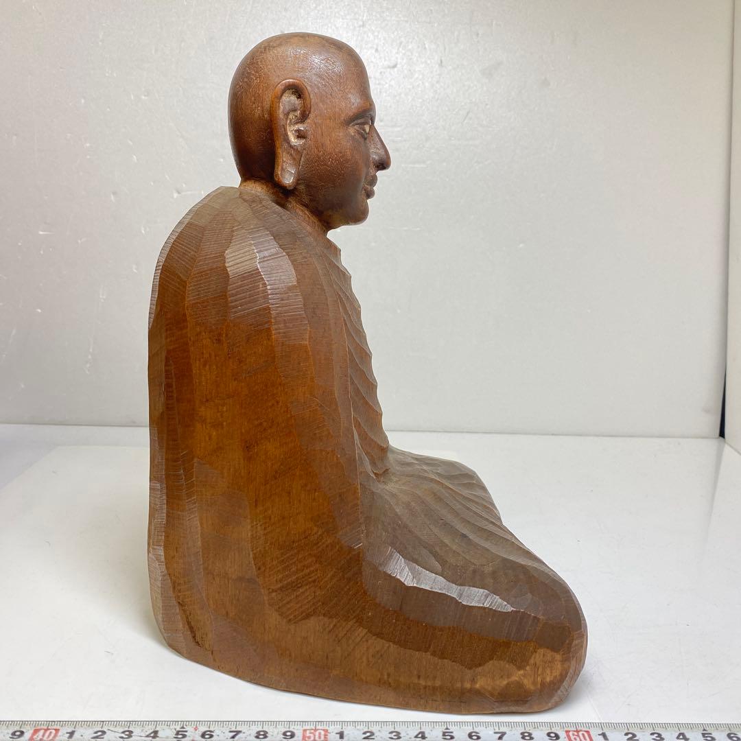 山﨑朝雲 木彫 達摩 置物 共箱 高さ28cm 東キ7-0917☆2F