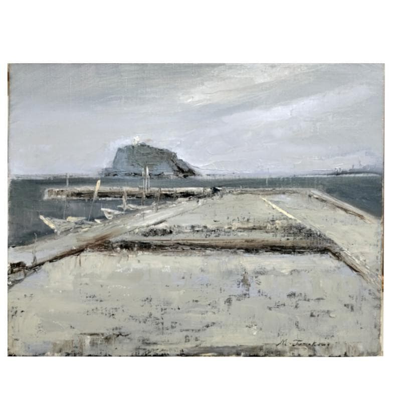 ☆玉川 基☆「 室蘭港 大黒島 」油絵　F6号