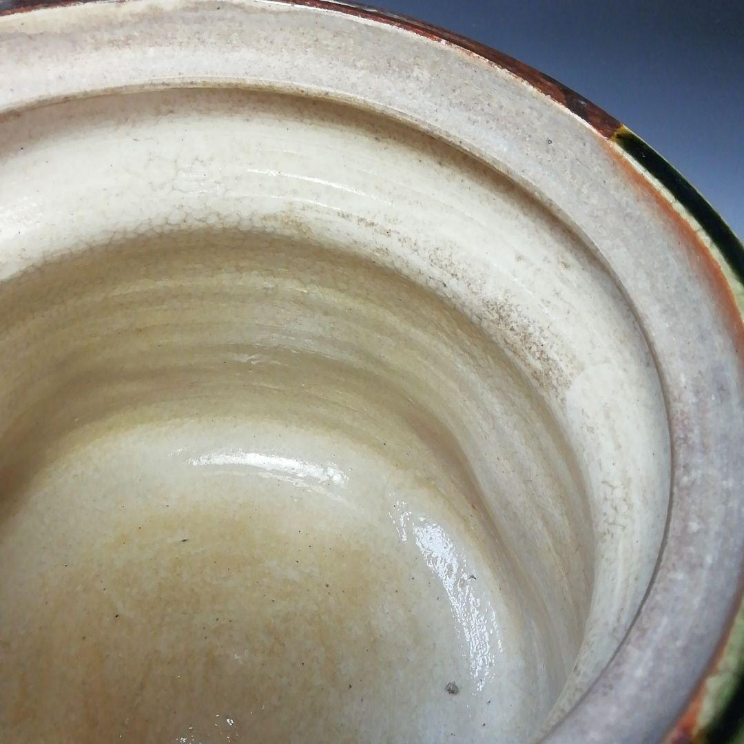 Ｓ７８３　水指　『織部釉』『山口錠鐵造』　共箱　茶道具