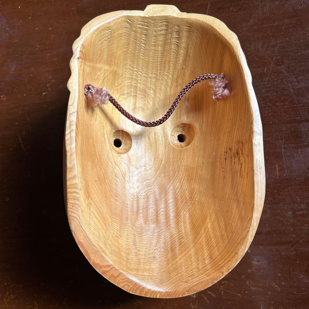 木製 お面 ひょっとこ　木彫り