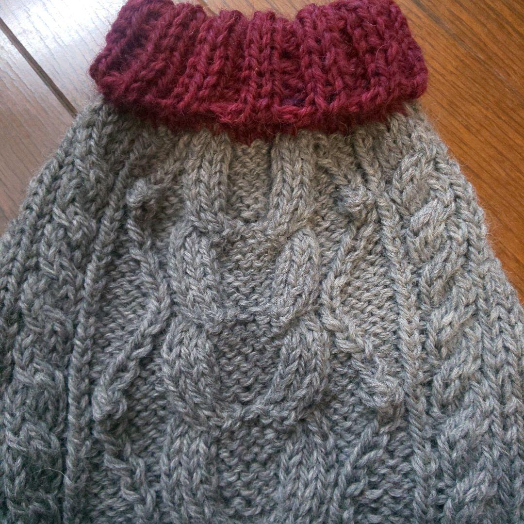 ●専用● 犬服 手編みアランセーター バイカラー ケーブル模様