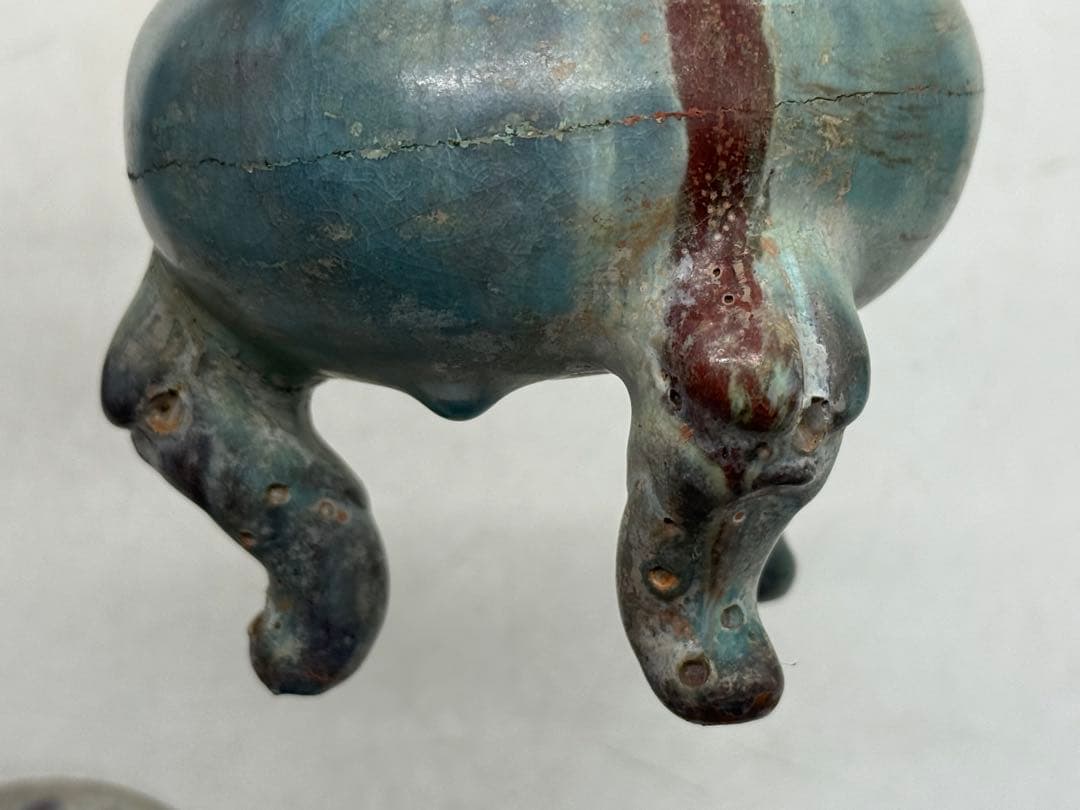 中国　鈞釉　蓮摘香炉　訳あり　送料込み251104