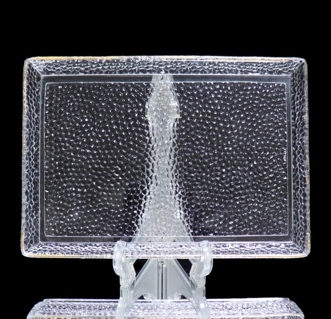 オールド・バカラ 鱗カット装飾 金彩 トレー ゴールド クロコ アンティーク