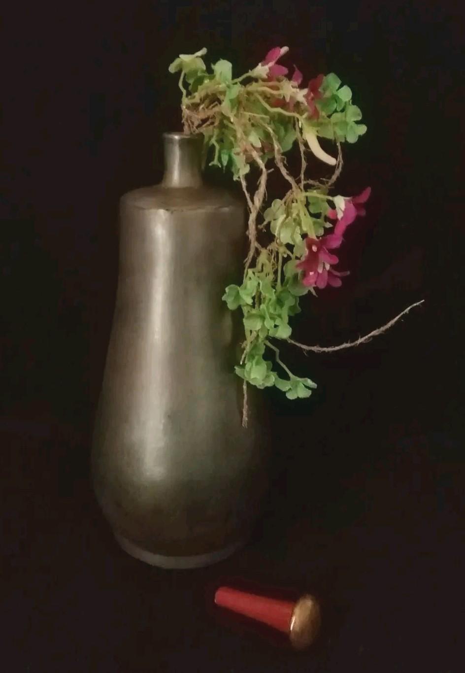 逸品　漆　木工　銀粉蒔　内朱塗り　江戸時代　水筒　徳利　花瓶和骨董　アンティーク