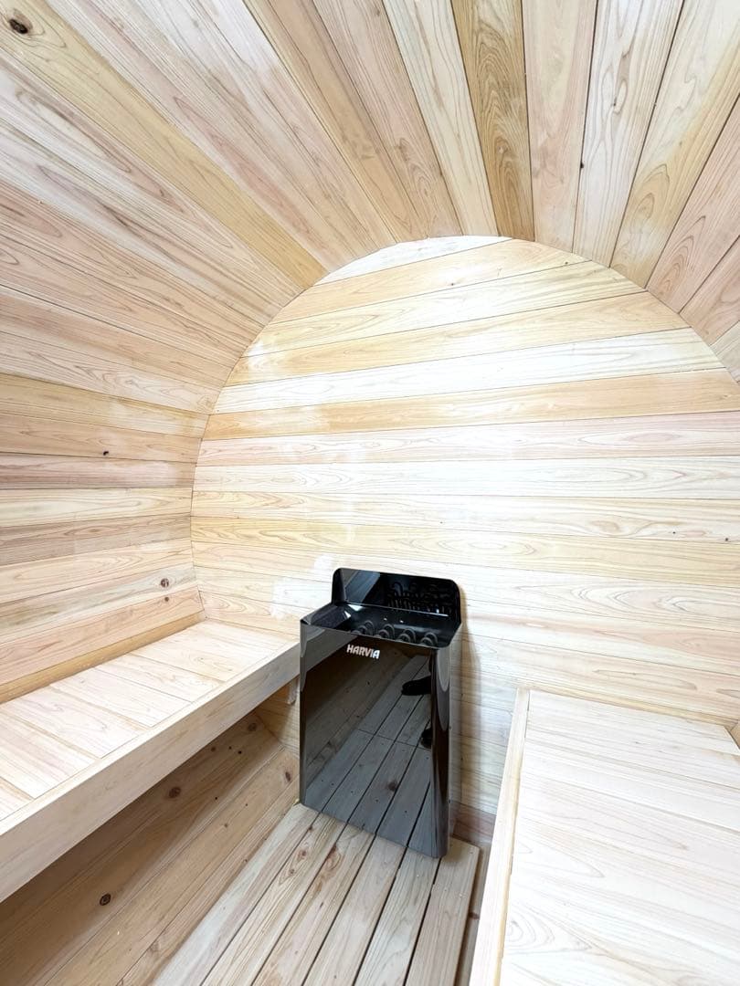 【本格派】✨檜の香り✨バレルサウナ　デッキ付き　HARVIA ストーブ付き