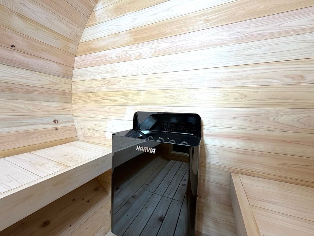 【本格派】✨檜の香り✨バレルサウナ　デッキ付き　HARVIA ストーブ付き