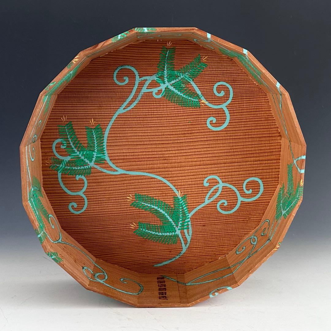 玄々斎好写 松唐草炭斗 木地折溜 立礼棚 炭取 点茶盤 茶道具 伝統工芸品