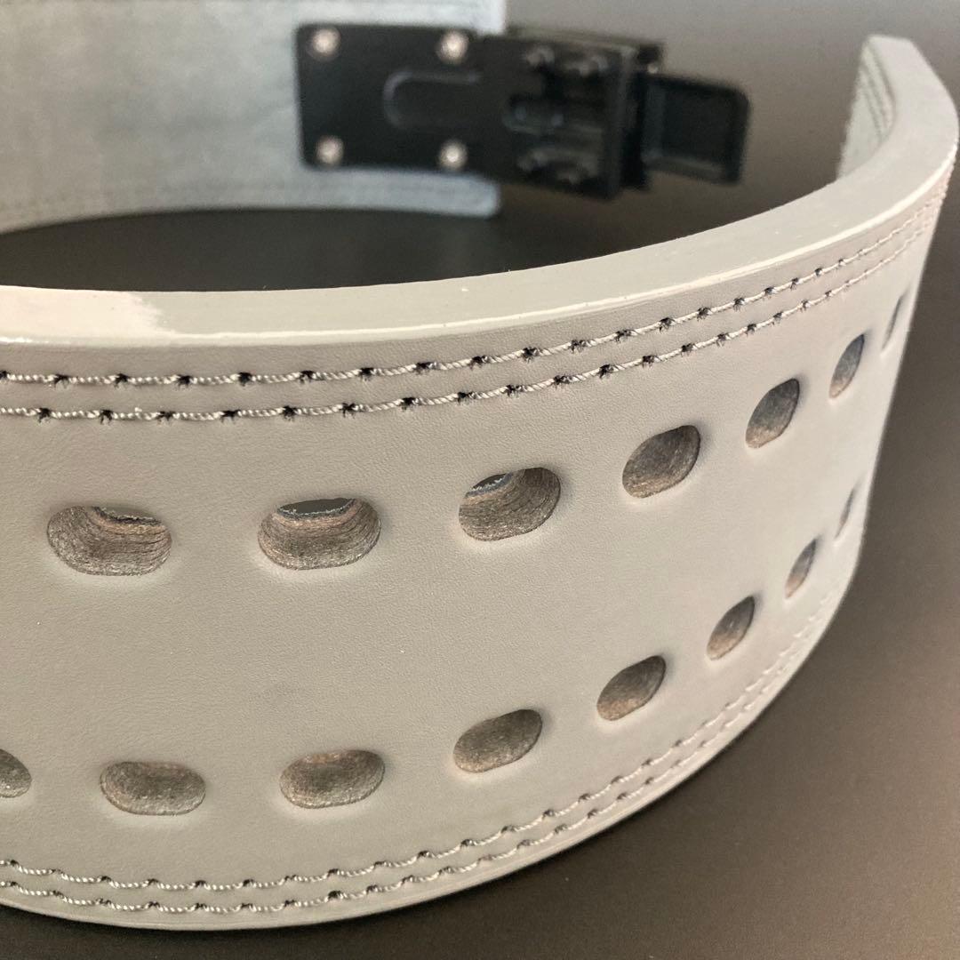 訳あり パワーベルト レバーアクション 本革 グレー×マット黒 ワンタッチ可変式