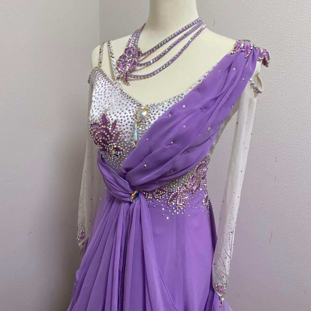 TSUKIOKA パープルダンスドレス スパンコール装飾