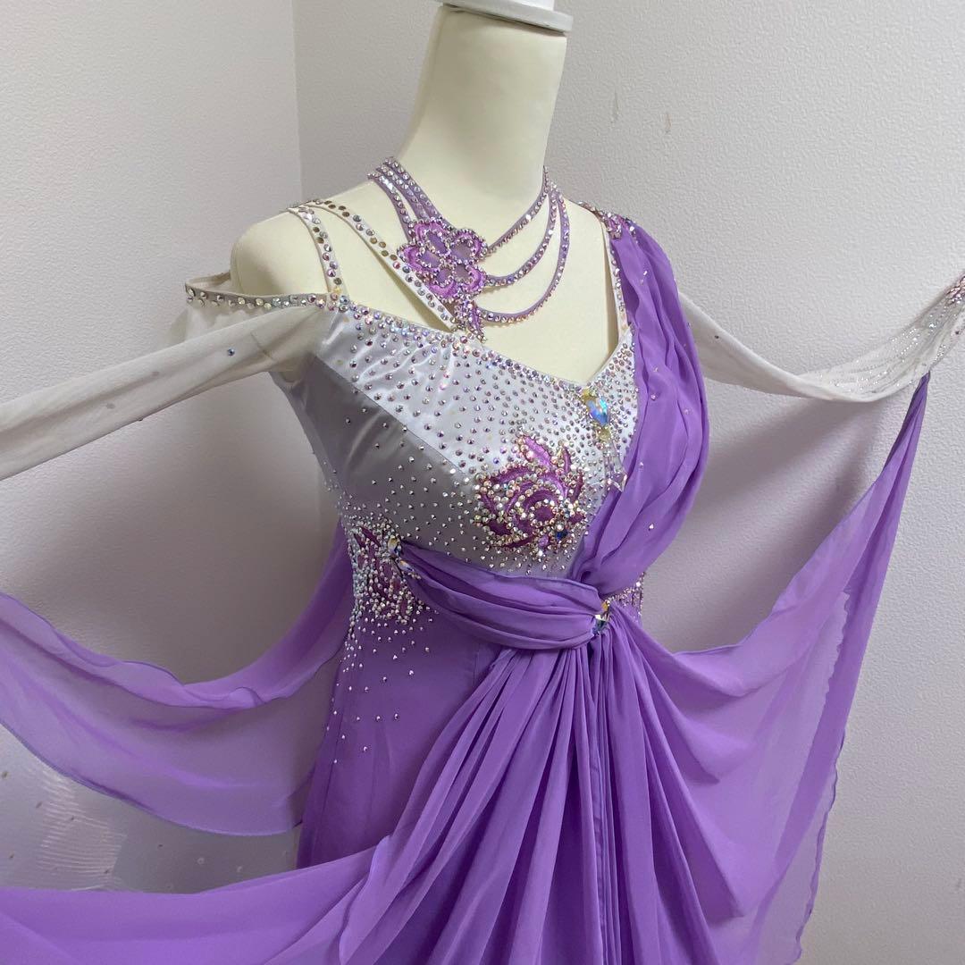 TSUKIOKA パープルダンスドレス スパンコール装飾