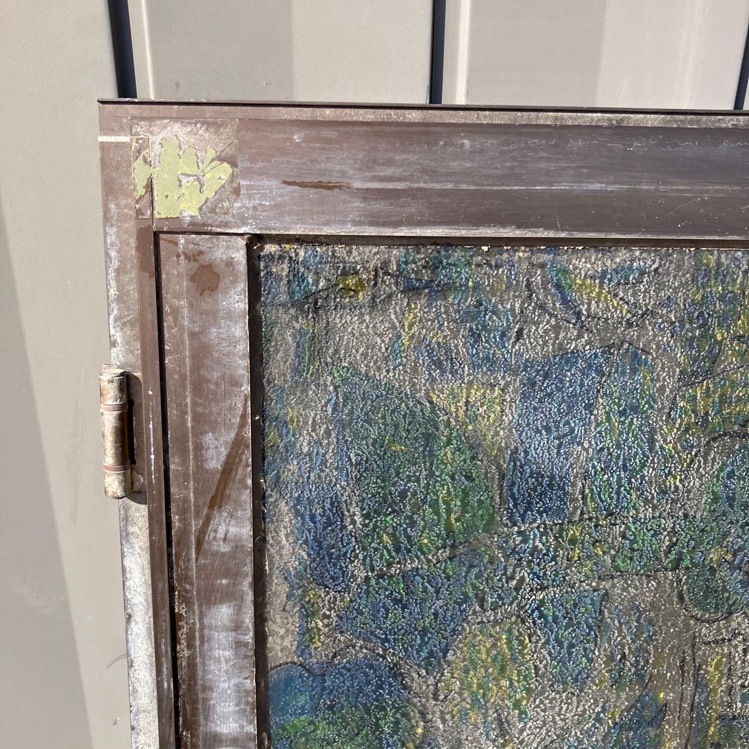 A-5 ②昭和レトロ ステンドグラス サッシ 窓枠付き ヴィンテージ 建具