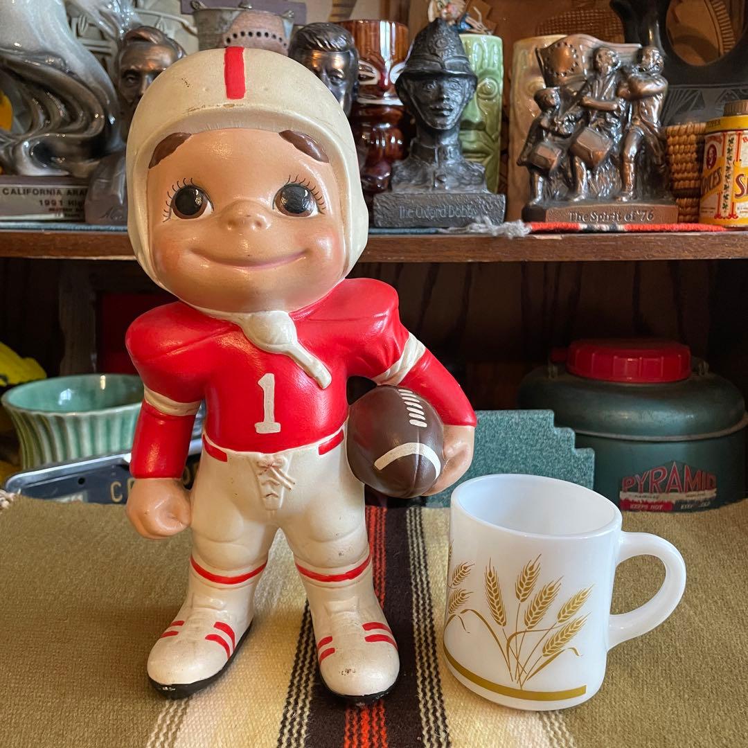 希少品！70s〜アメリカアンティーク　アメフト少年置物　USAヴィンテージNFL