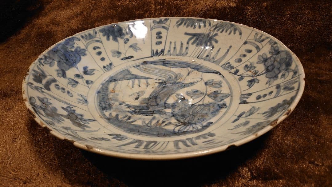 古染付　古玩　李朝　大皿　蔵出し　１客