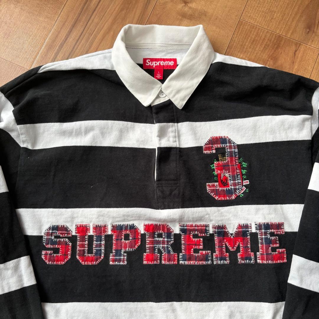 【極美品】Supreme Stripe Rugby Black Lサイズ