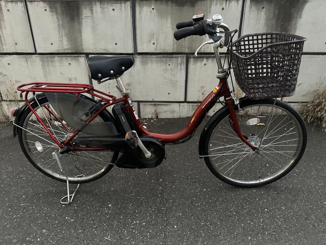 赤色 電動アシスト自転車 前カゴ付き