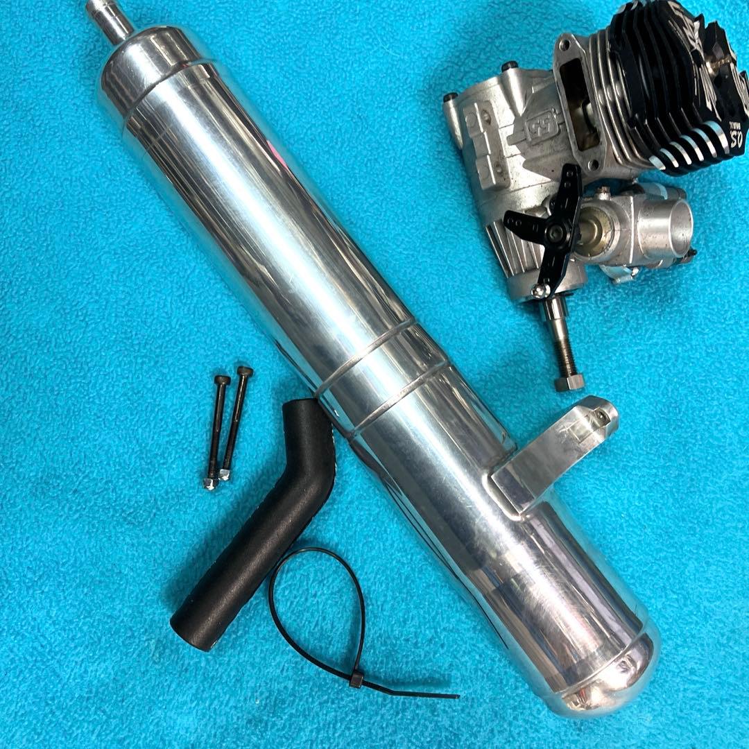 中古、破損有り　RCヘリ用 OS 55HZ-Rエンジン & サイレンサー